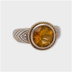 Andrea Candela 18K & Sterling Silver Citrine Stone Ring - Size 7
